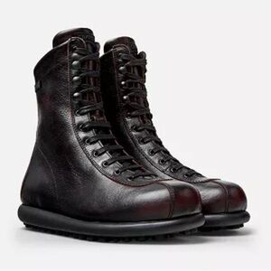 Pelotas Burgundy Black Leather Sports Inspired MidBoots 10-10.5 NWOT *Scratches*